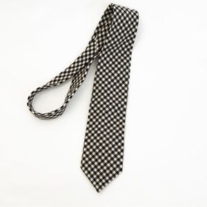 100% new wool black & white plaid tie Lochcarron winter tie